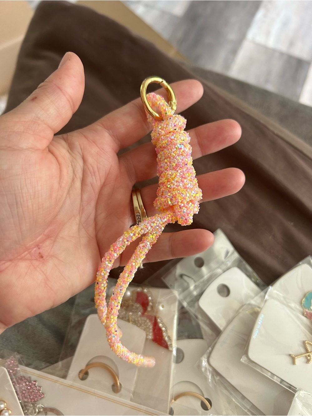 4/$50 Beaded Pink & Multicolor Tassel Keychain